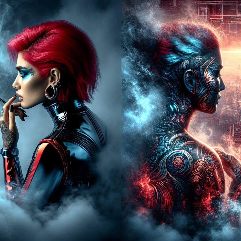 Red-Haired Woman in Spooky, Detailed Matte Painting