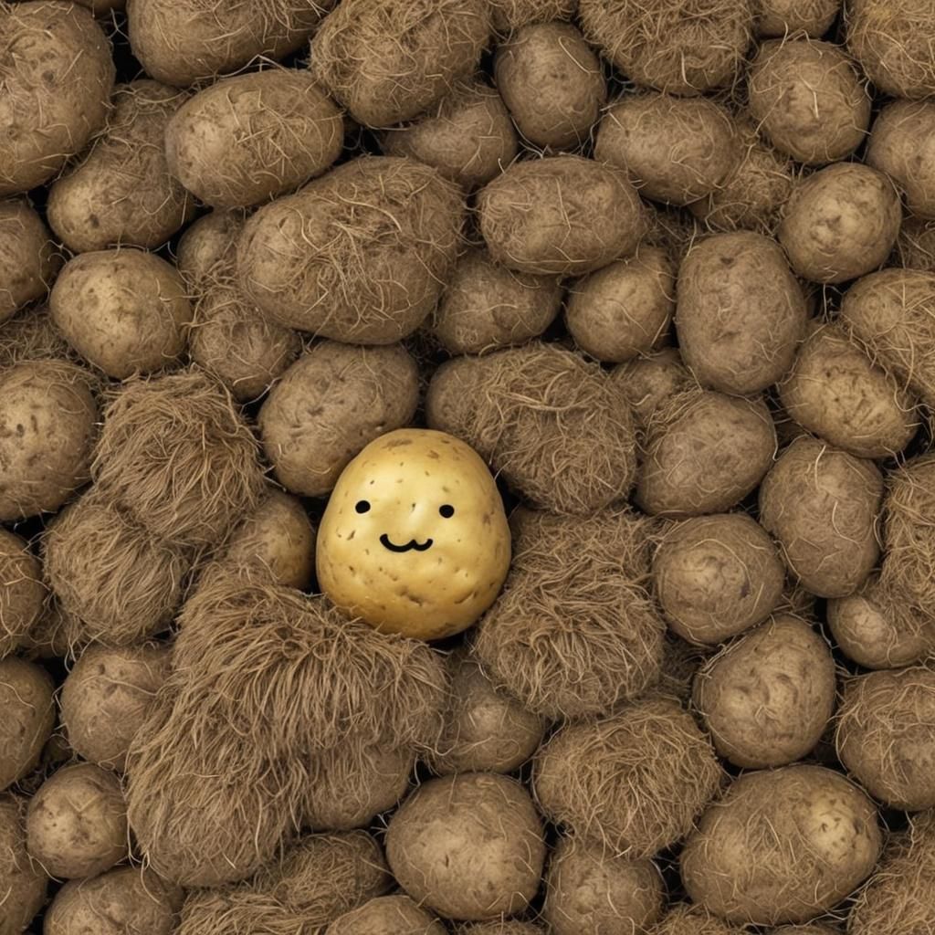 Two Furry Potatoes Hugging