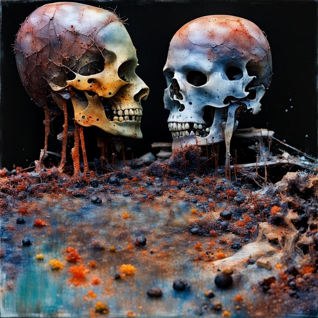 Surreal Hallucinatory Transformation in Folk Art Style