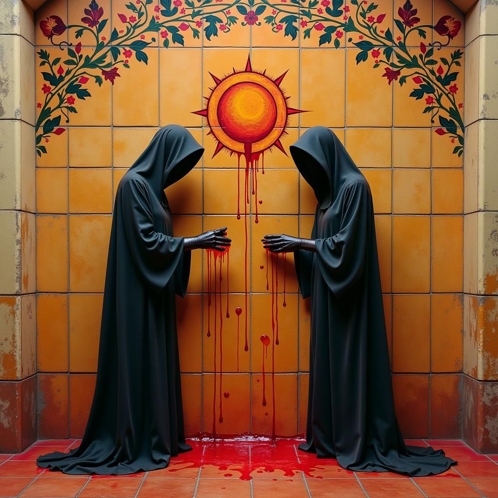 Mystic Spellcasters Writing Symbols at Sundown