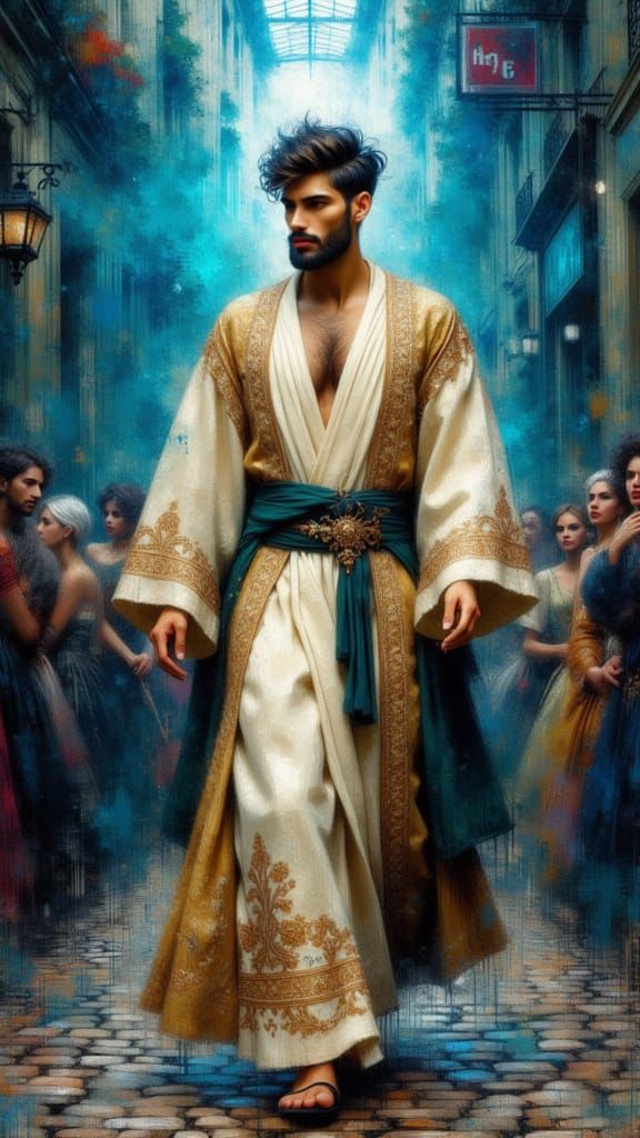 Divine Figure in Textured Impasto Oil Painting