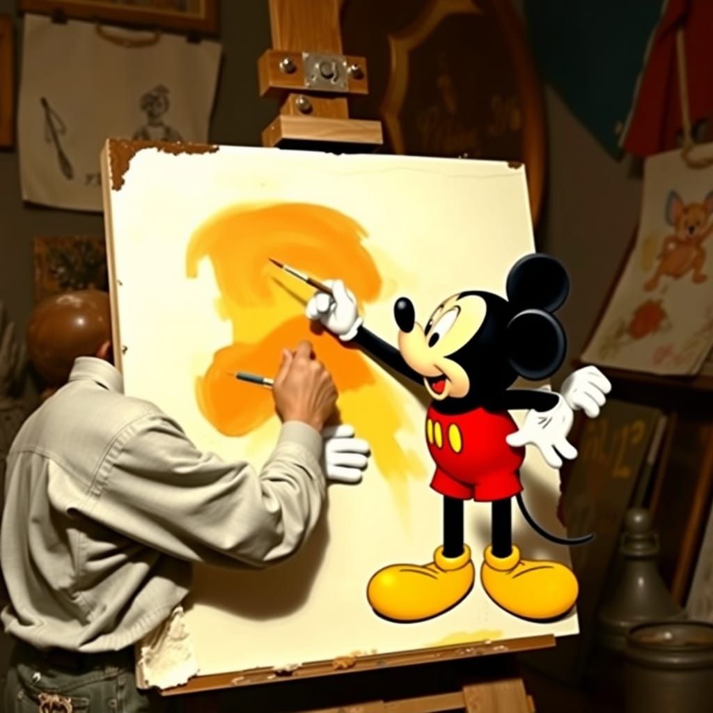 Walt Disney Paints the Iconic Mickey Mouse