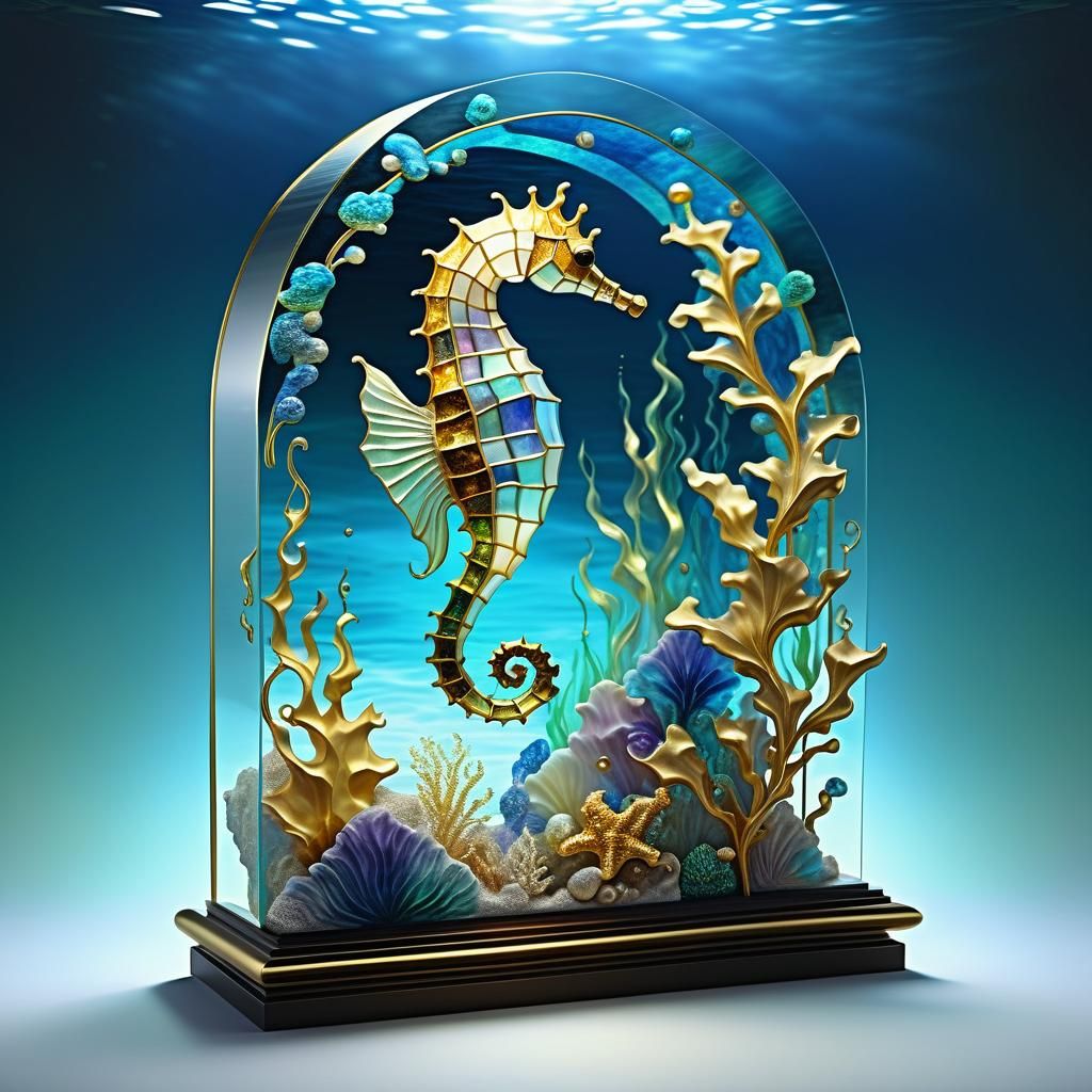 stained glass seahorse