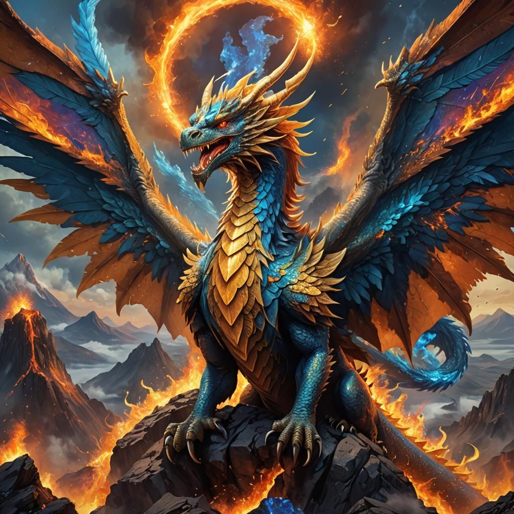 Dragon and Phoenix: Detailed Fantasy Concept Art