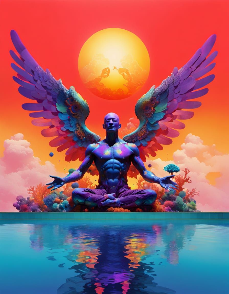 Cyborg Angel Emerges in a Surrealist Style