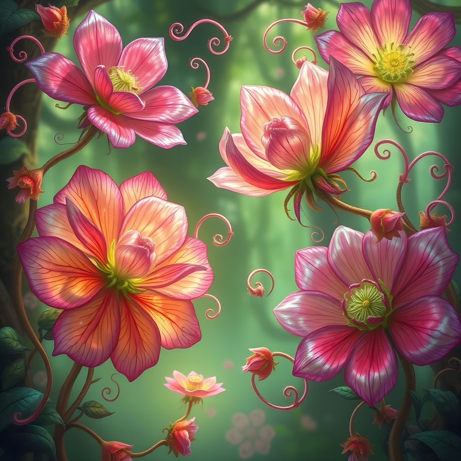 Ethereal Blooms in Emerald Realms