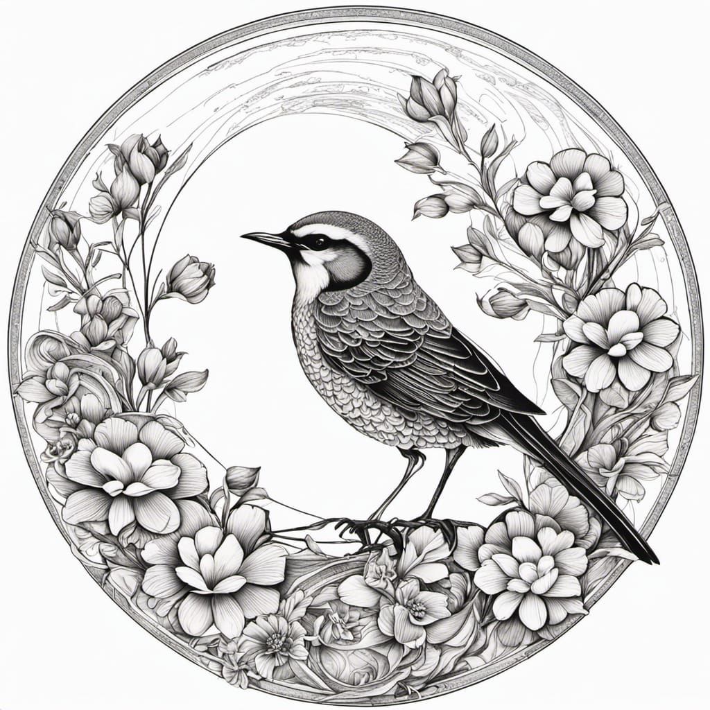 Bird on the Moon: Detailed Floral Beauty