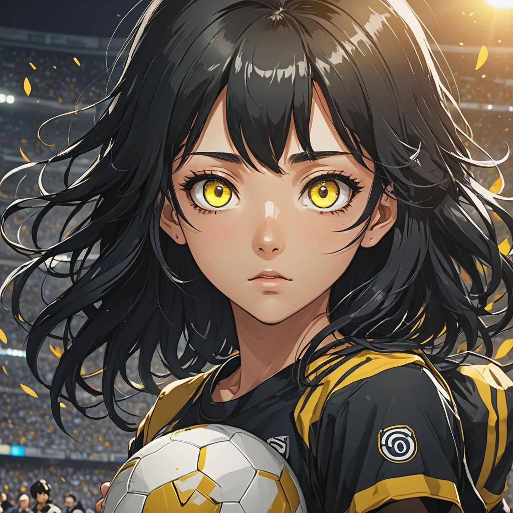 Anime Girl with Football, Cel-Shaded Manga Art