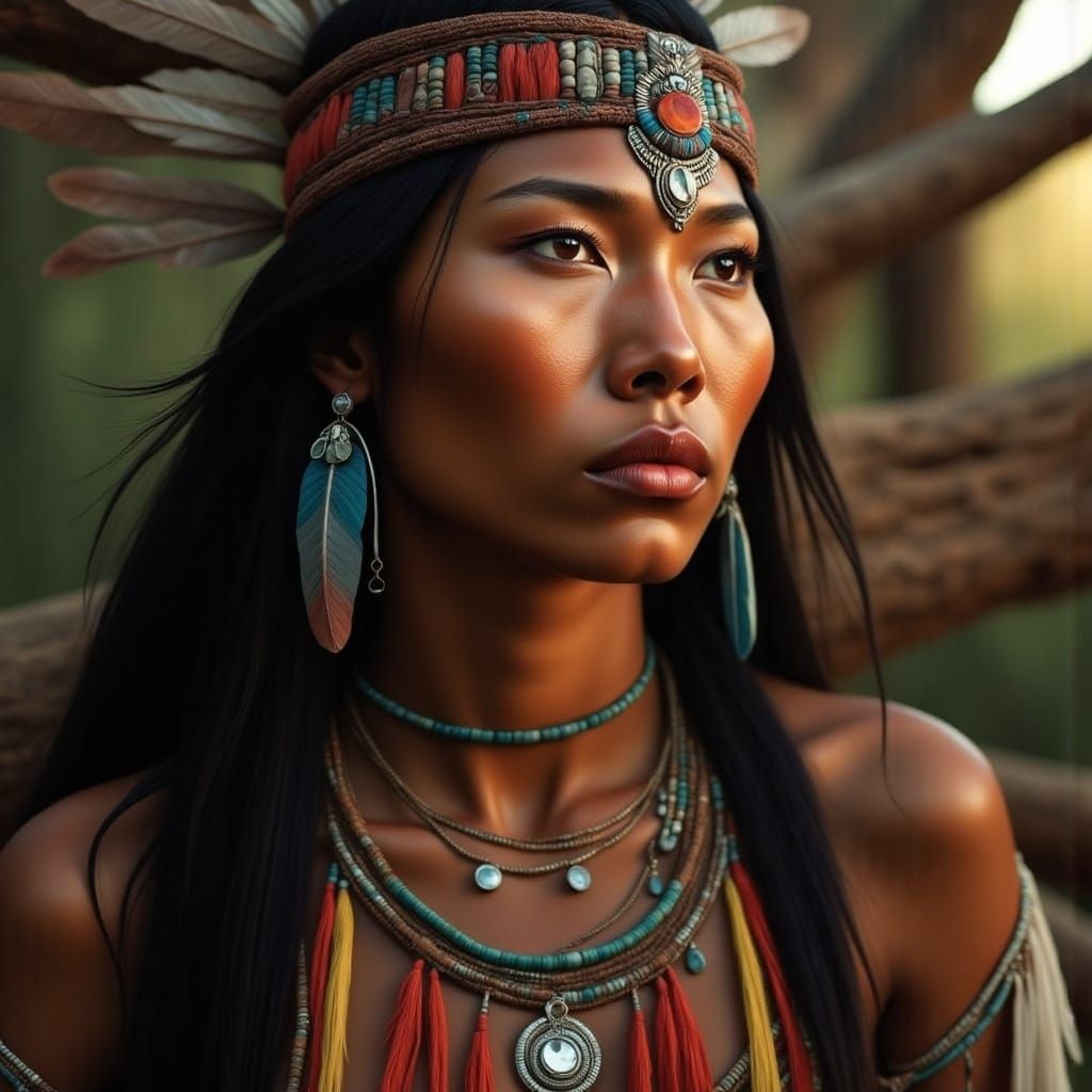 Cherokee Woman in Traditional Regalia