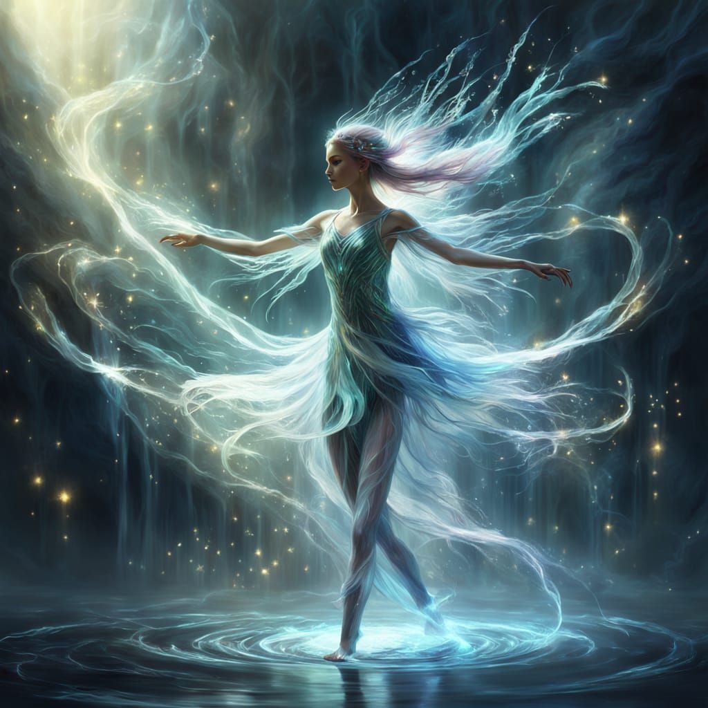 Luminous Gelatin Fae Dancer in Silver Streams