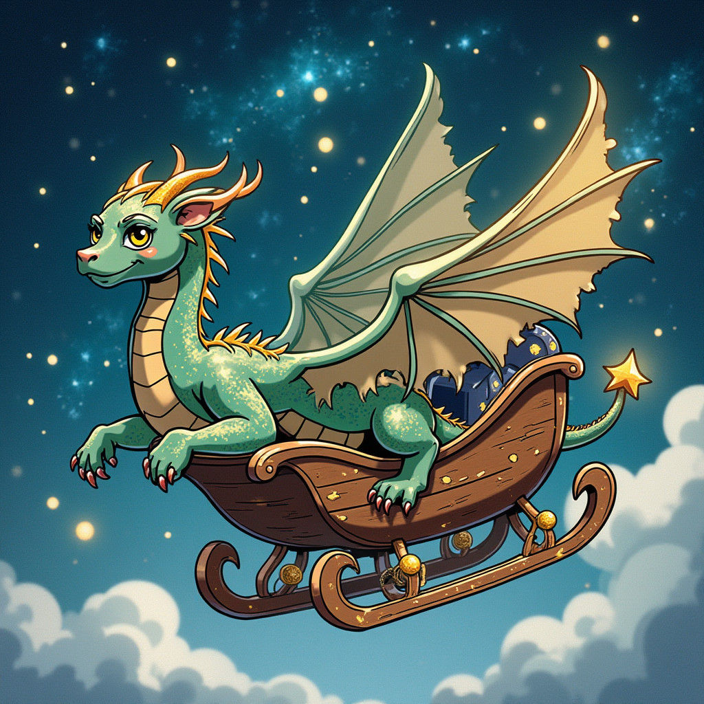 Dragon Sleigh Ride Through Winter Wonderland