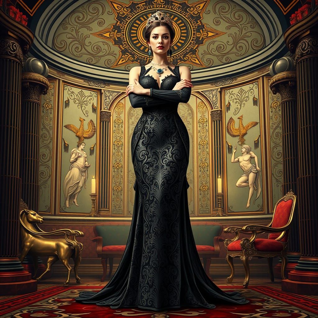 Regal Woman Embodies Success in Art Nouveau Splendor