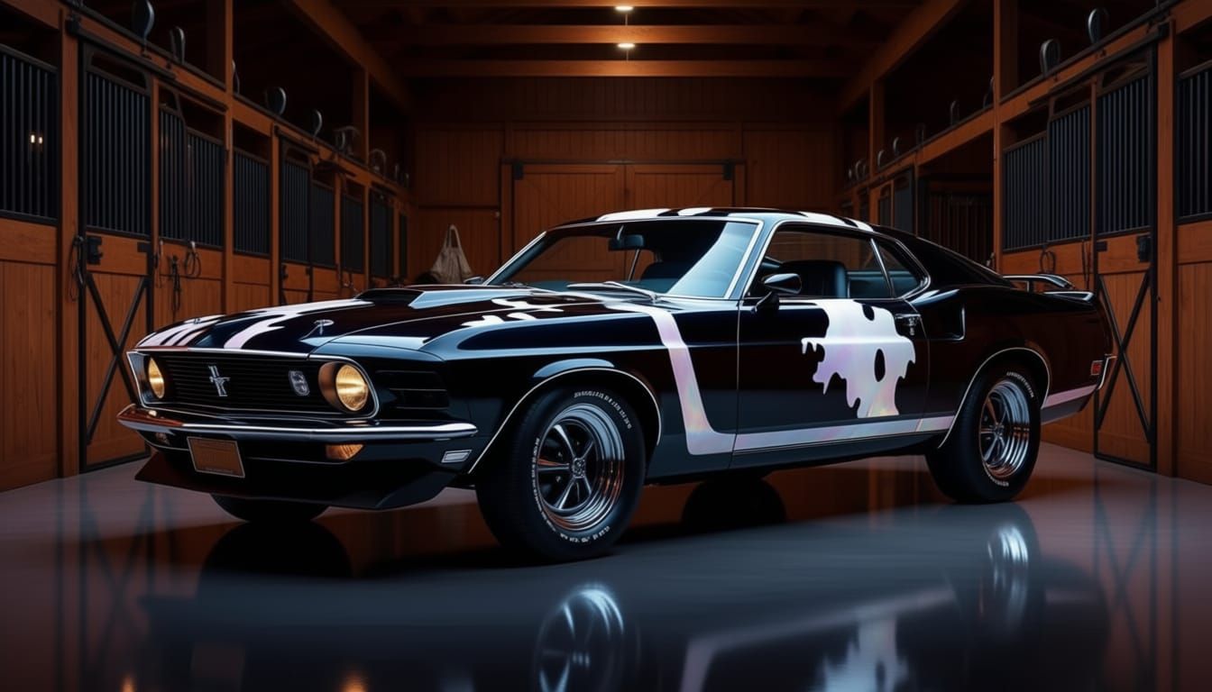 1970 Ford Mustang Boss 429 in Custom Cow Print