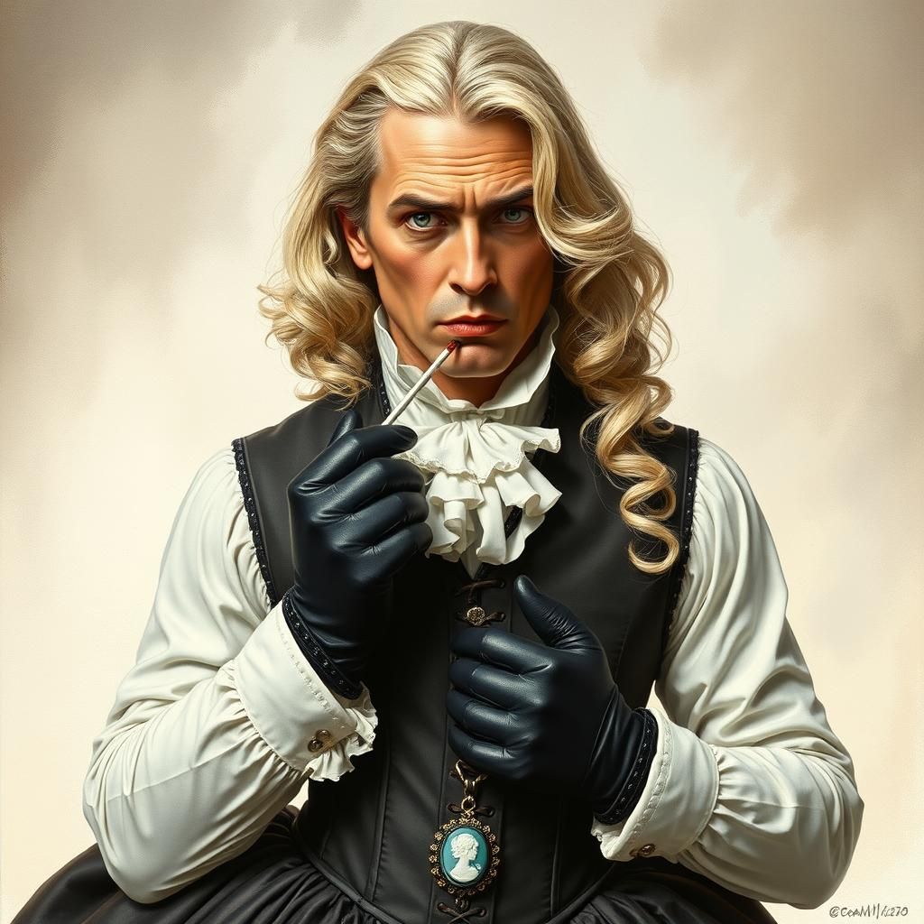 mature sissy blond long haired sissy tightly laced into a co...