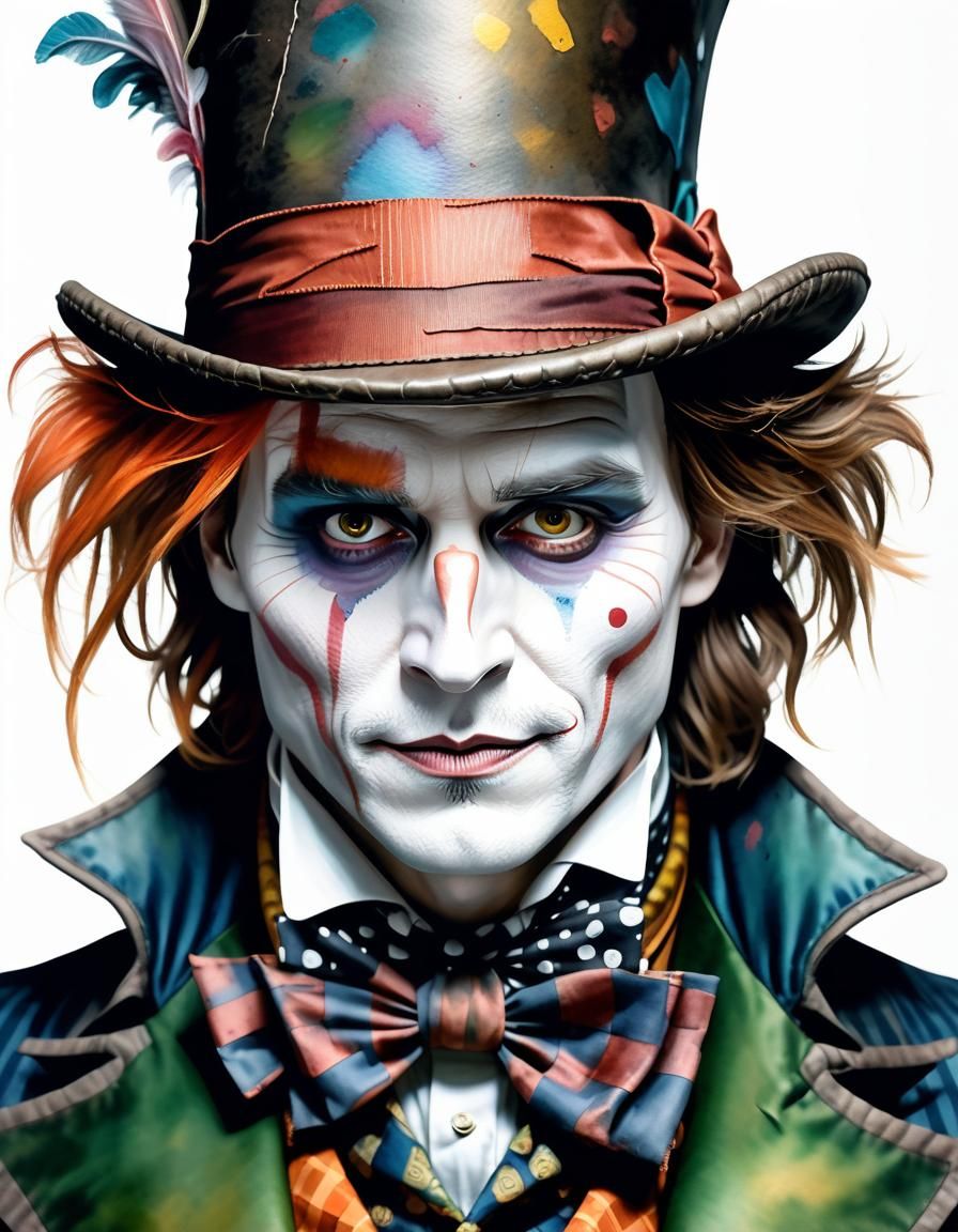 Watercolor Mad Hatter Portrait