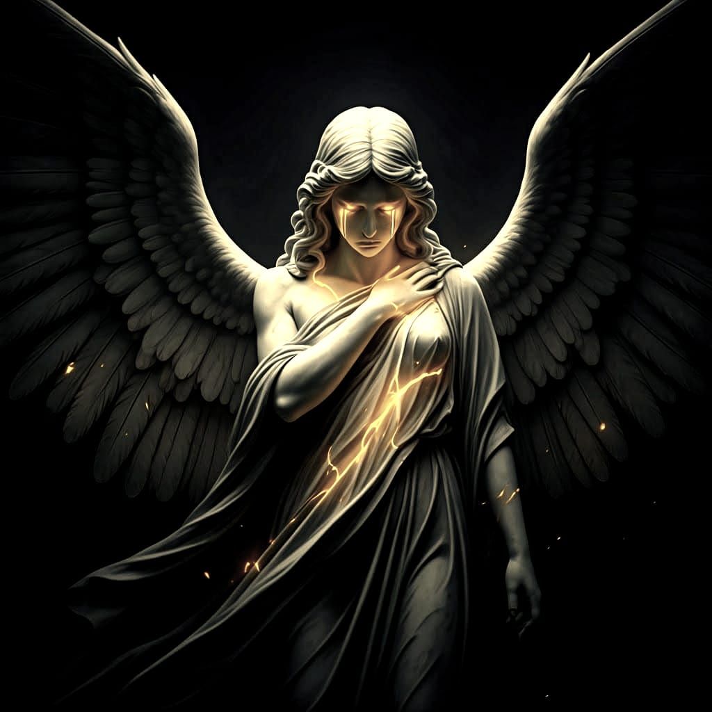 Sorrowful Angel Statue Sheds Golden Tears