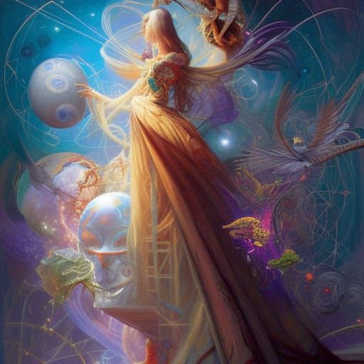 Down Quark in Dreampunk Style with Gluon Field