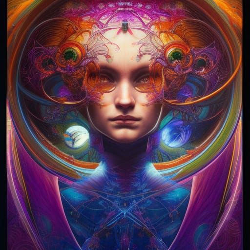 Down Quark in Dreampunk Style with Geometric Embellishments