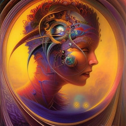 Down Quark with Gluon Field in Dreampunk Style