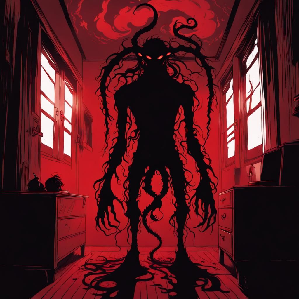 Eldritch Monster Silhouette in Anime Style