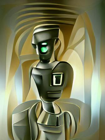 Art Deco Android Robot Portrait