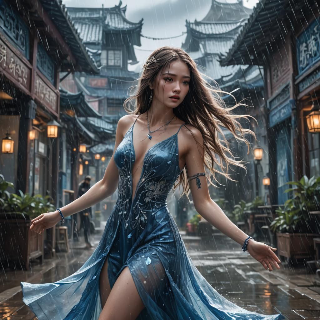 Blue choker with blue lark pendant.