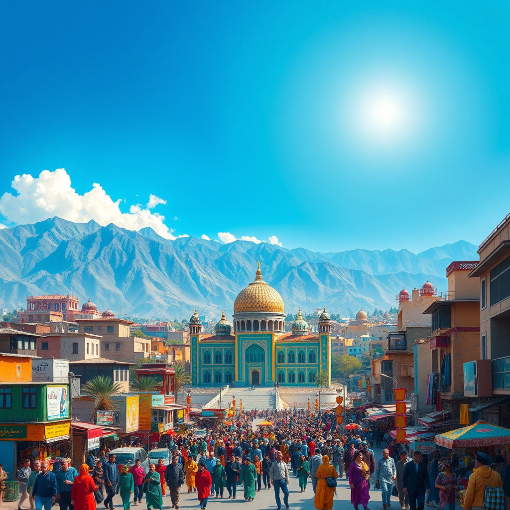 Kabul Cityscape in Abstract Expressionist Style