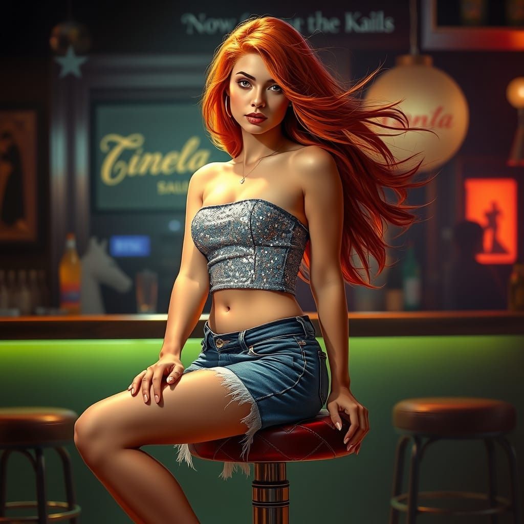 Woman with Red Hair in Art Nouveau Style