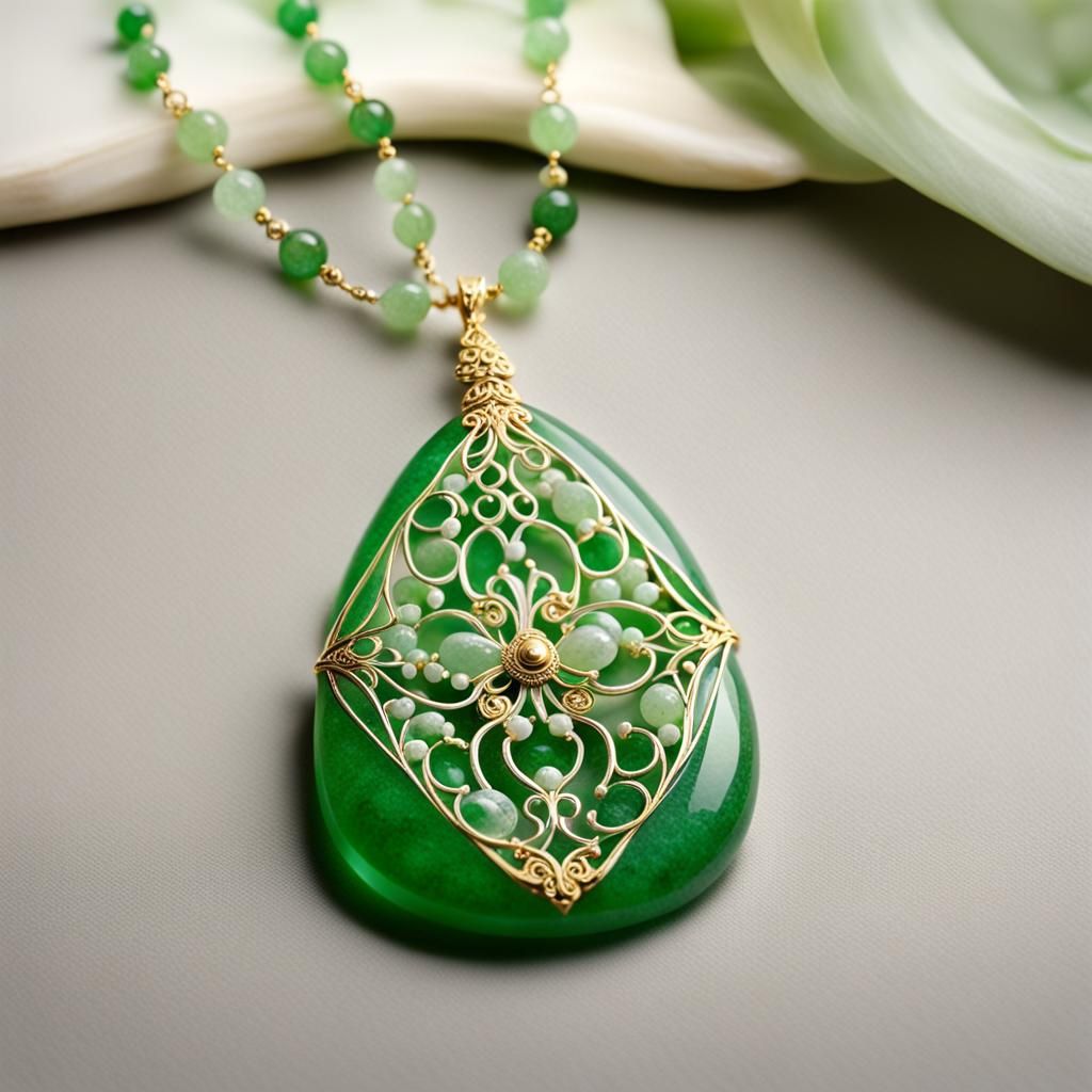 Jadeite Necklace with Filigree: Fantasy Magazine Cover