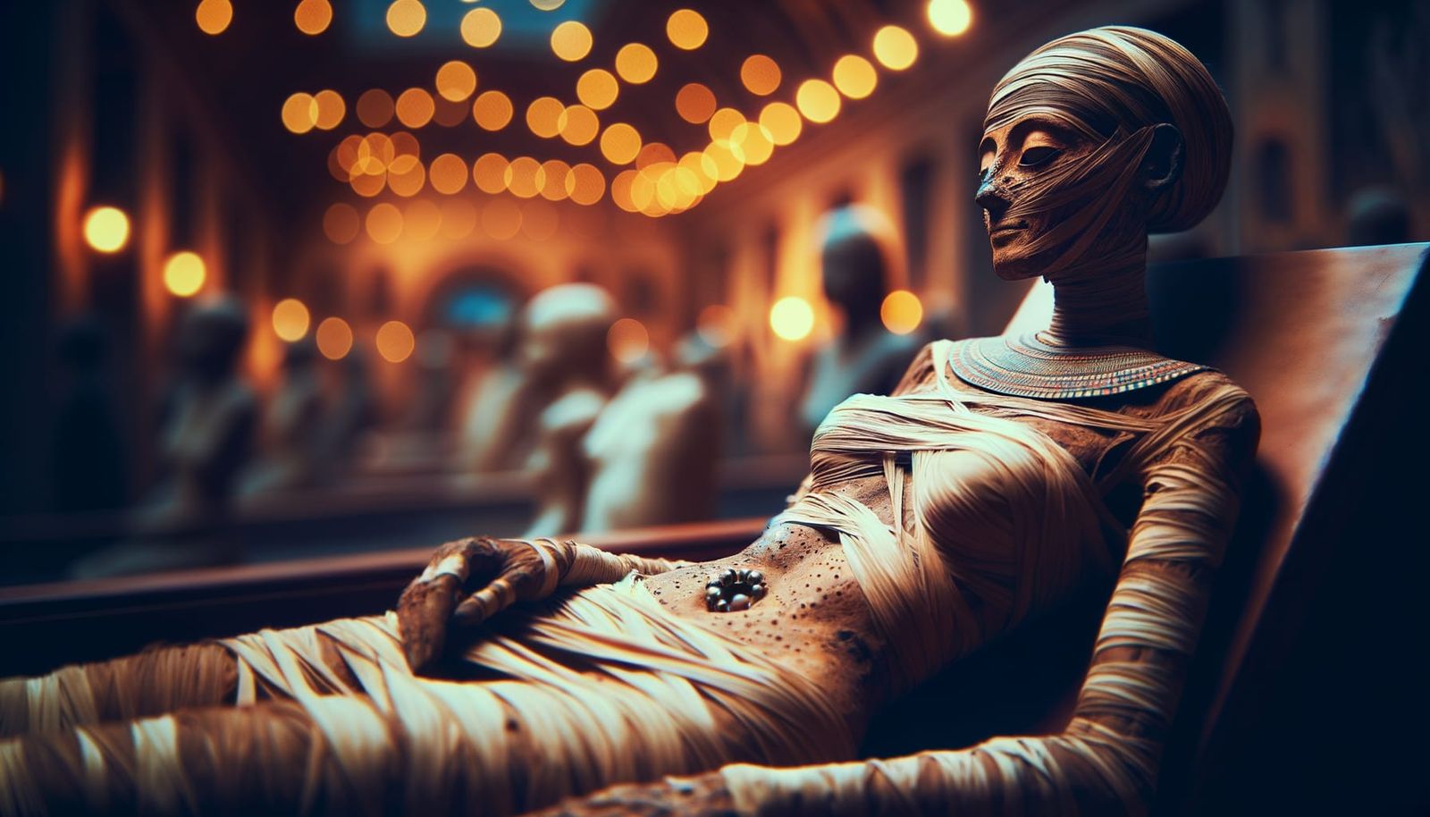 female mummy laying down