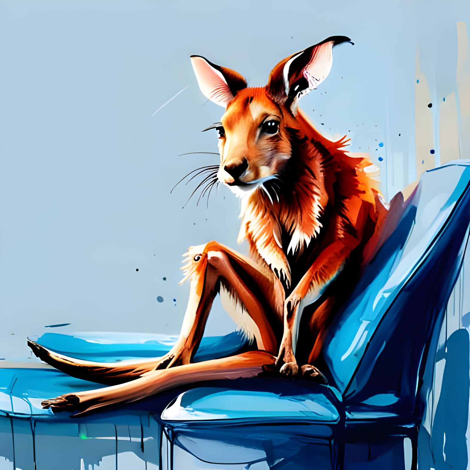 Adorable Kangaroo Relaxing on Couch: Hyperrealistic Digital ...