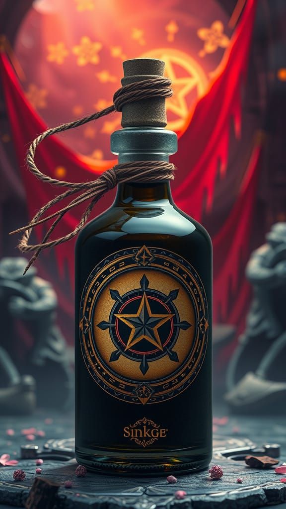 Mystical Ink Bottle with Fantasy Symbols as Matte Painting