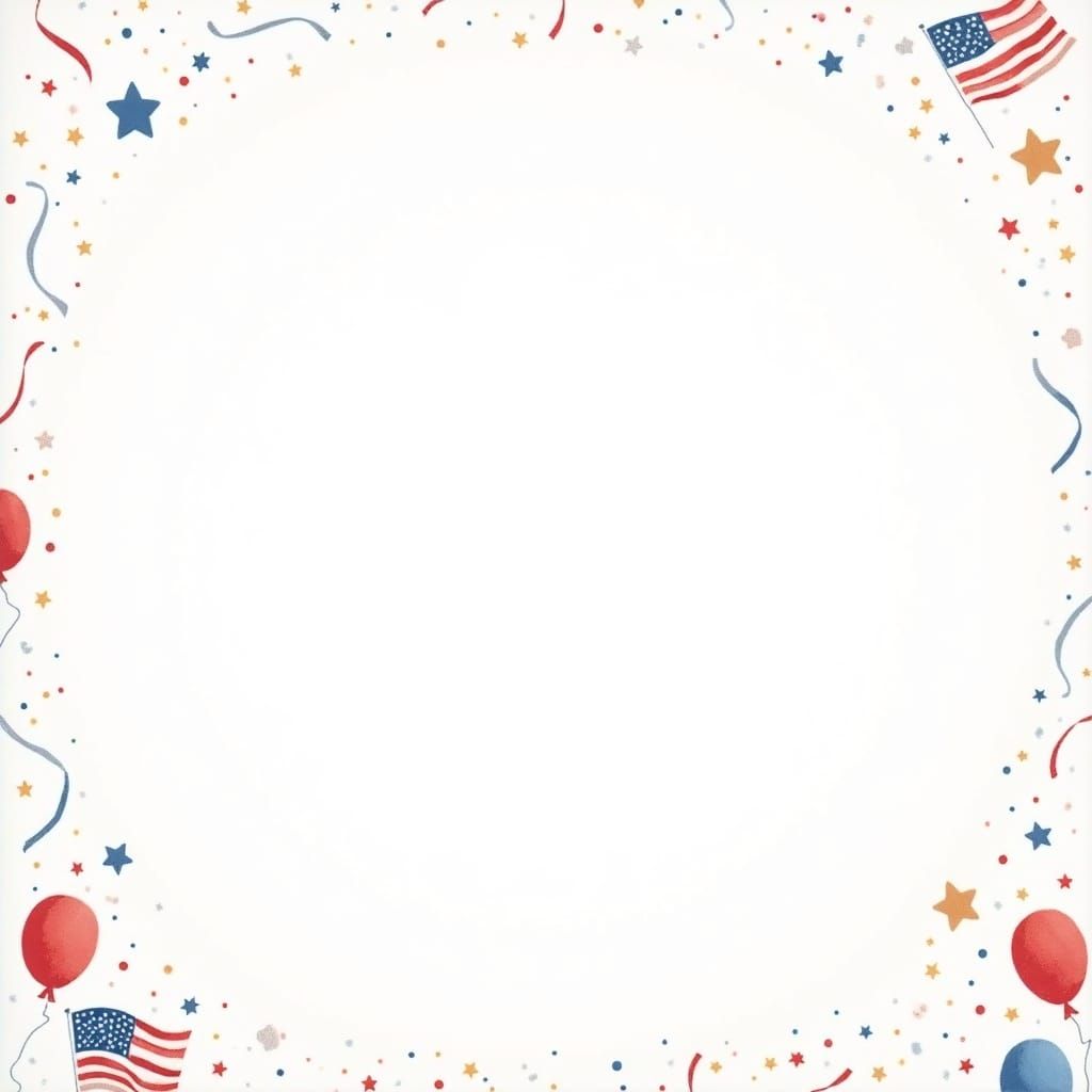 Festive American Border with Flags and Balloons