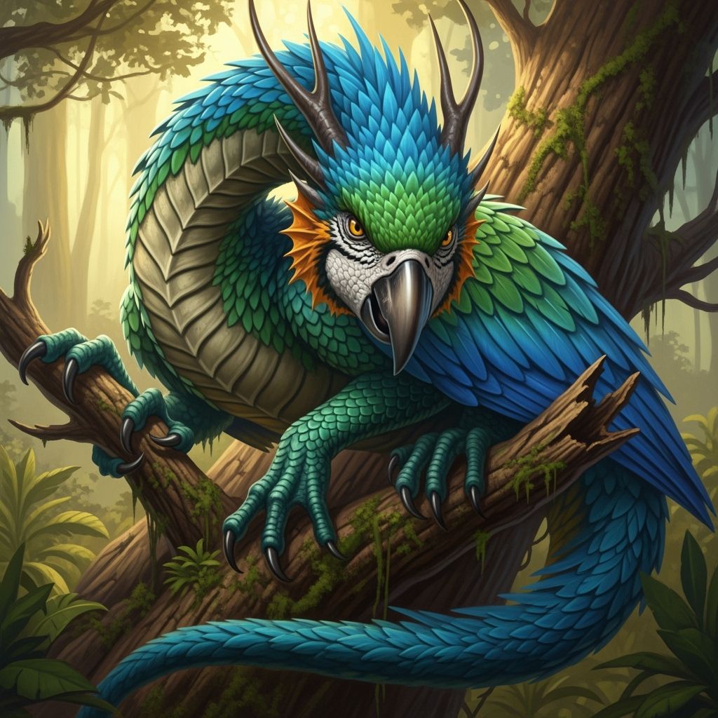 Colorful Macaw Dragon Fantasy Image