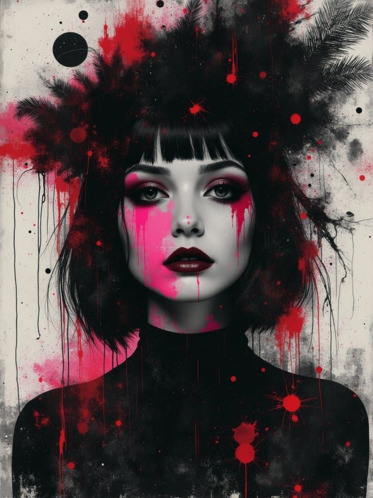 Surreal Gothcore Portrait of a Postpunk Woman