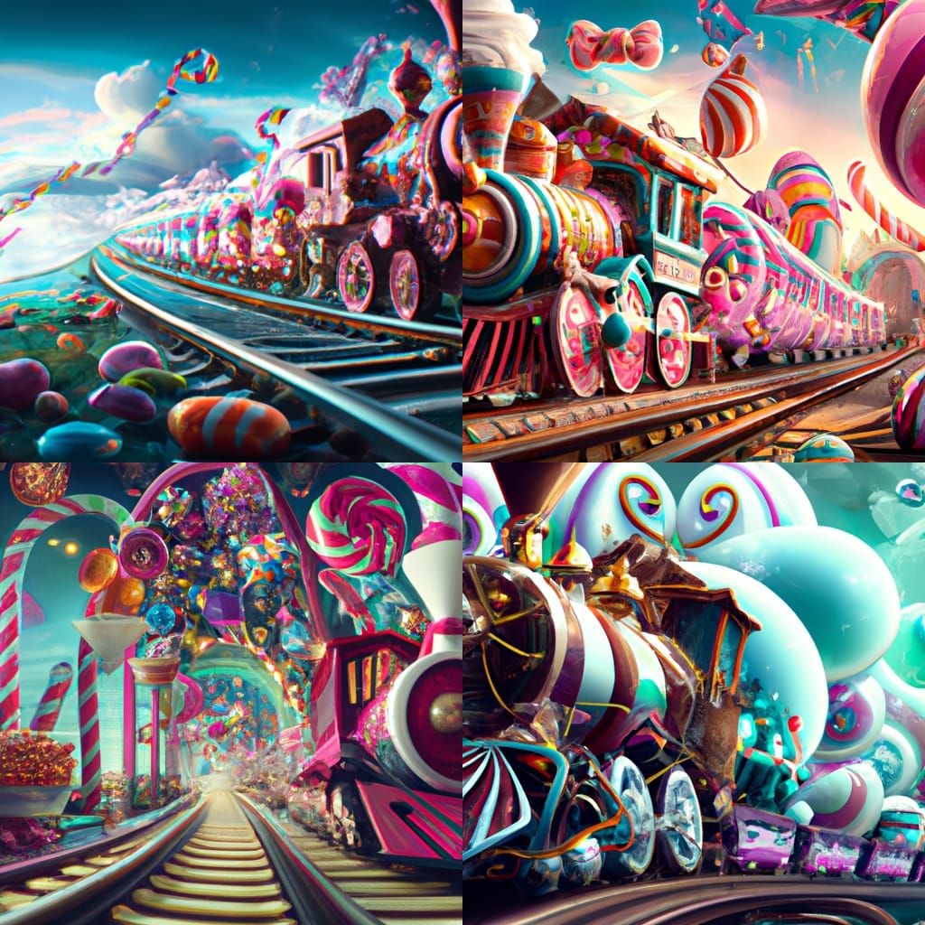 Epic Candy Train Digital Matte Painting
