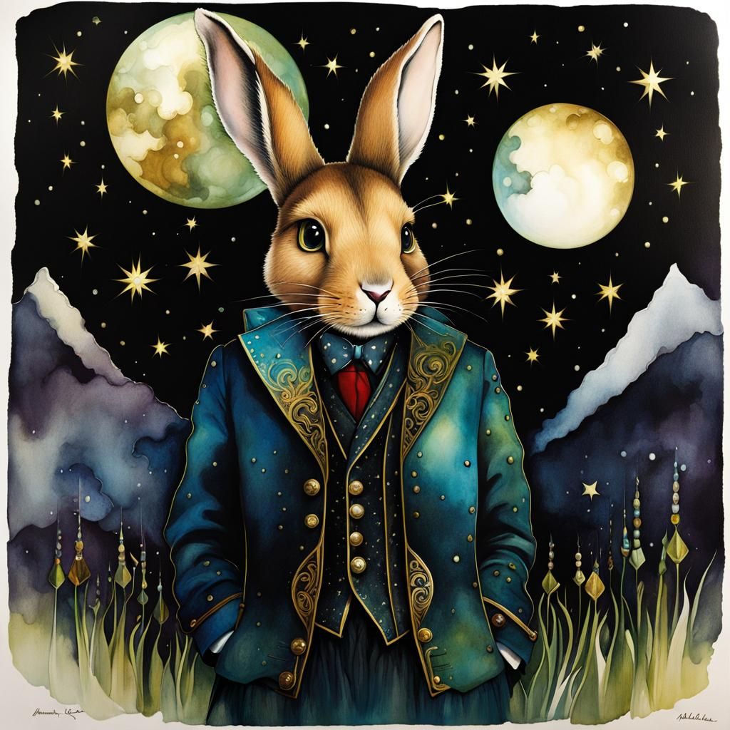 Anthropomorphic Rabbit in Edinburgh: Alcohol Ink Art