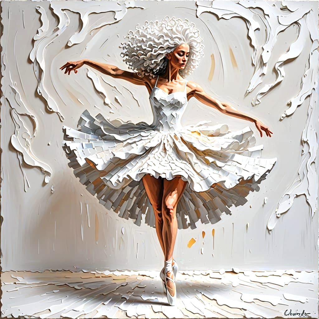 Impasto Ballerina Emerging from Canvas