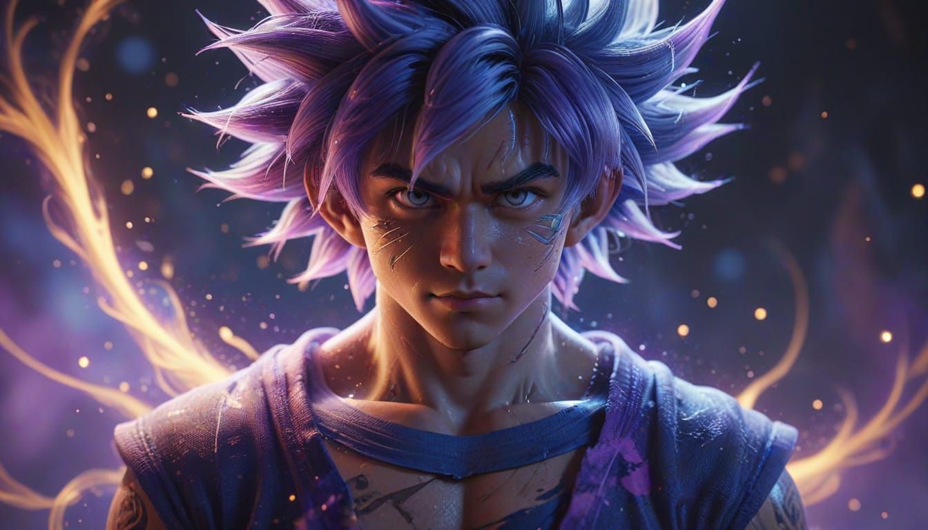 Pastel Goth Goku in Ethereal Glow