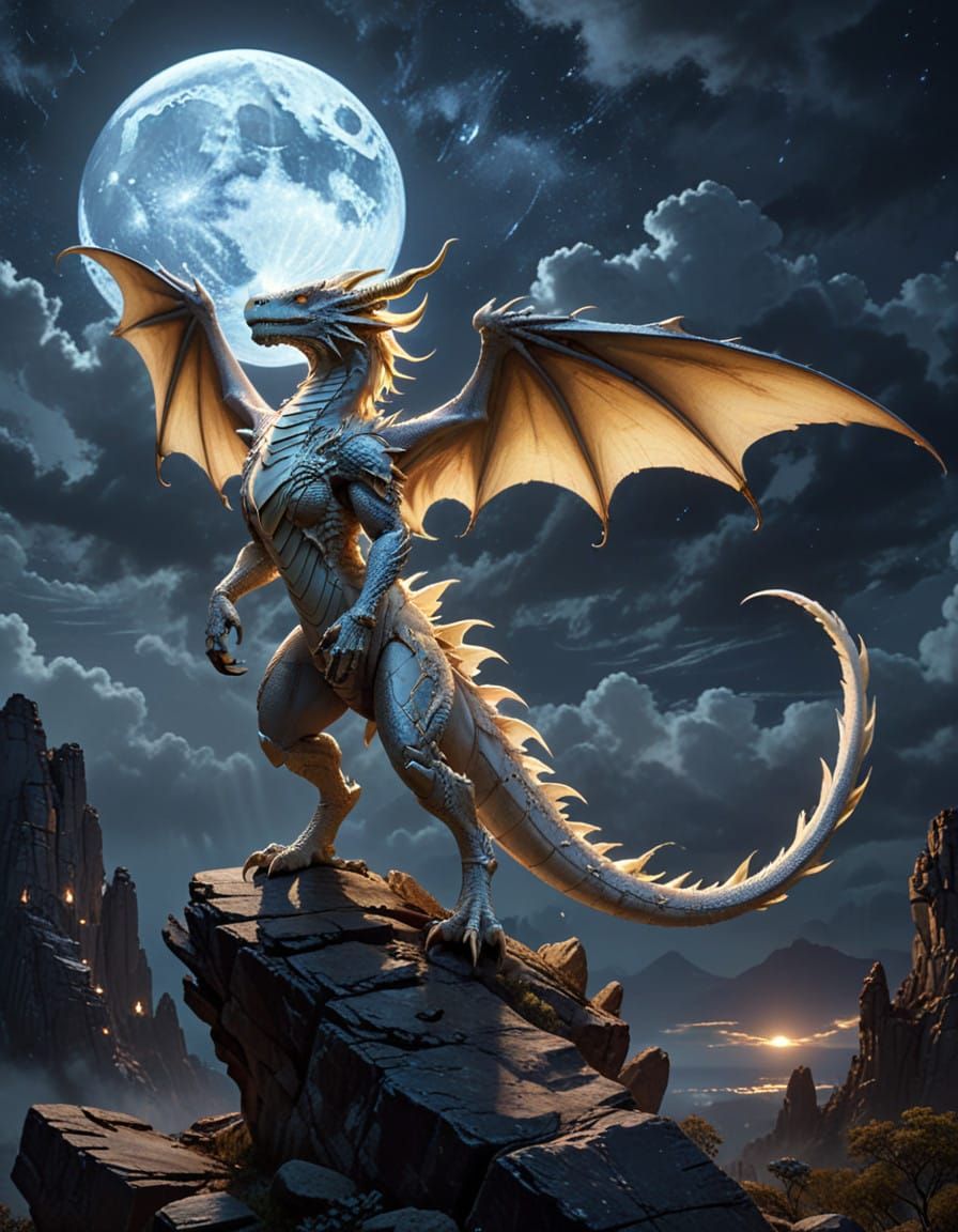 Ethereal White Dragon Goddess in Cinematic Film Style