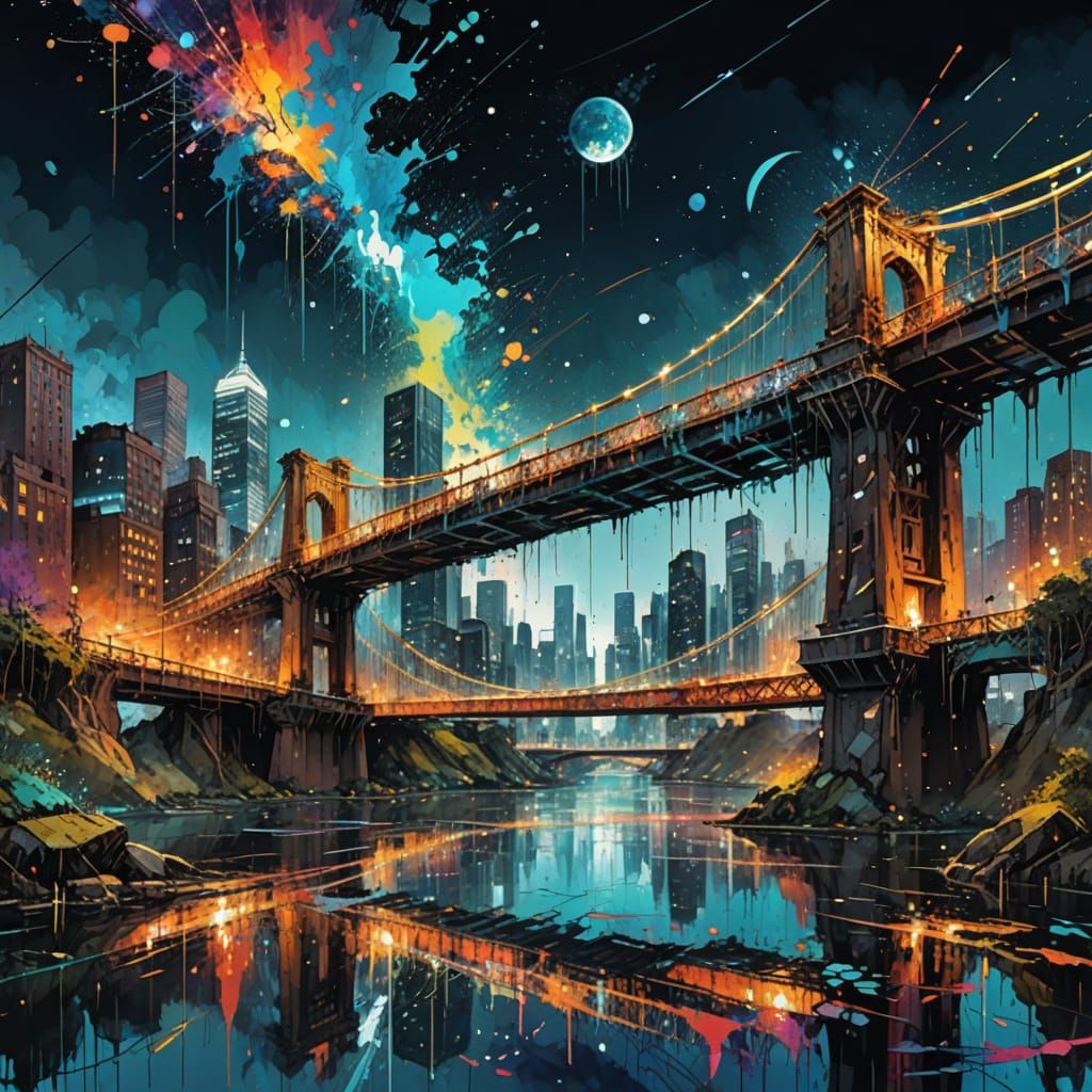 Vibrant City Bridge Explores Cosmos