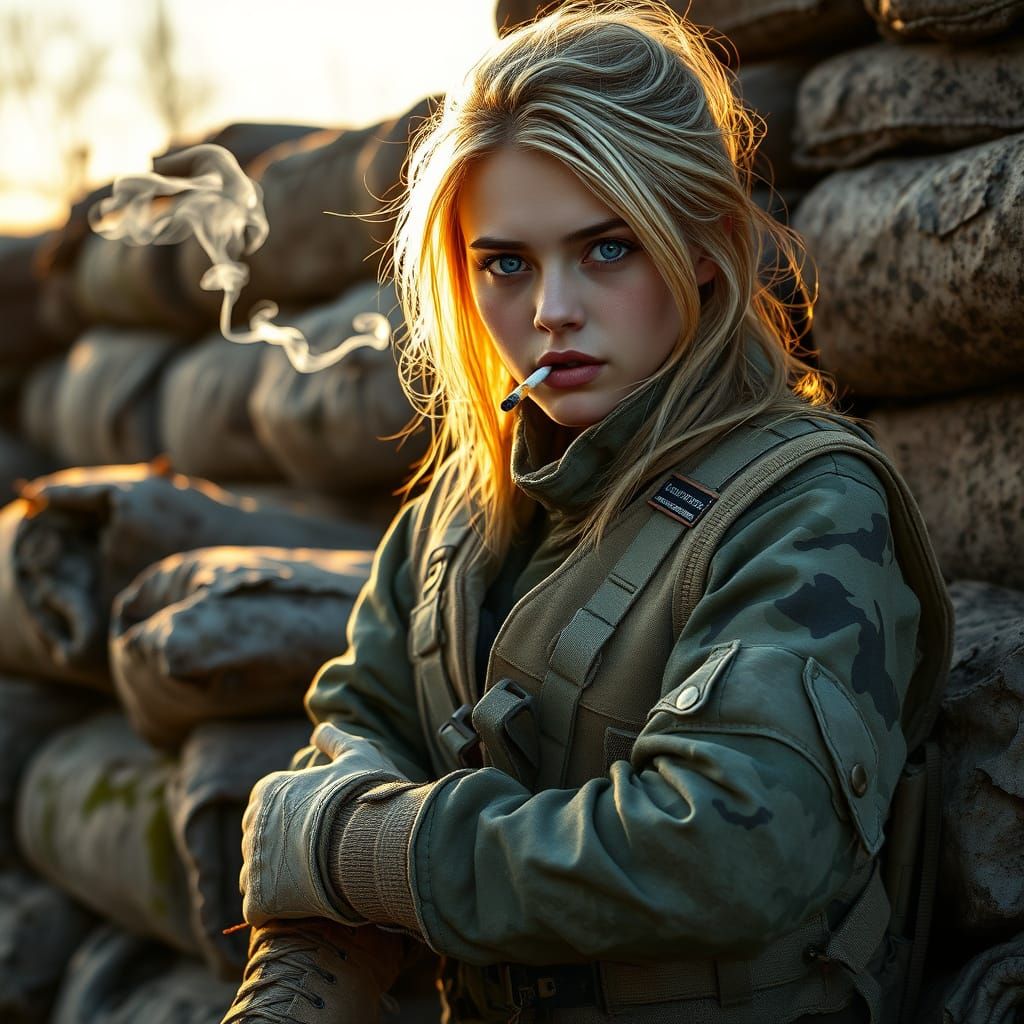 Battle-Hardened Ukraine Soldier in Cinematic Glow
