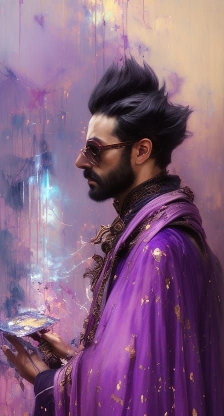Sinister Court Magician Portrait in Purple Hues