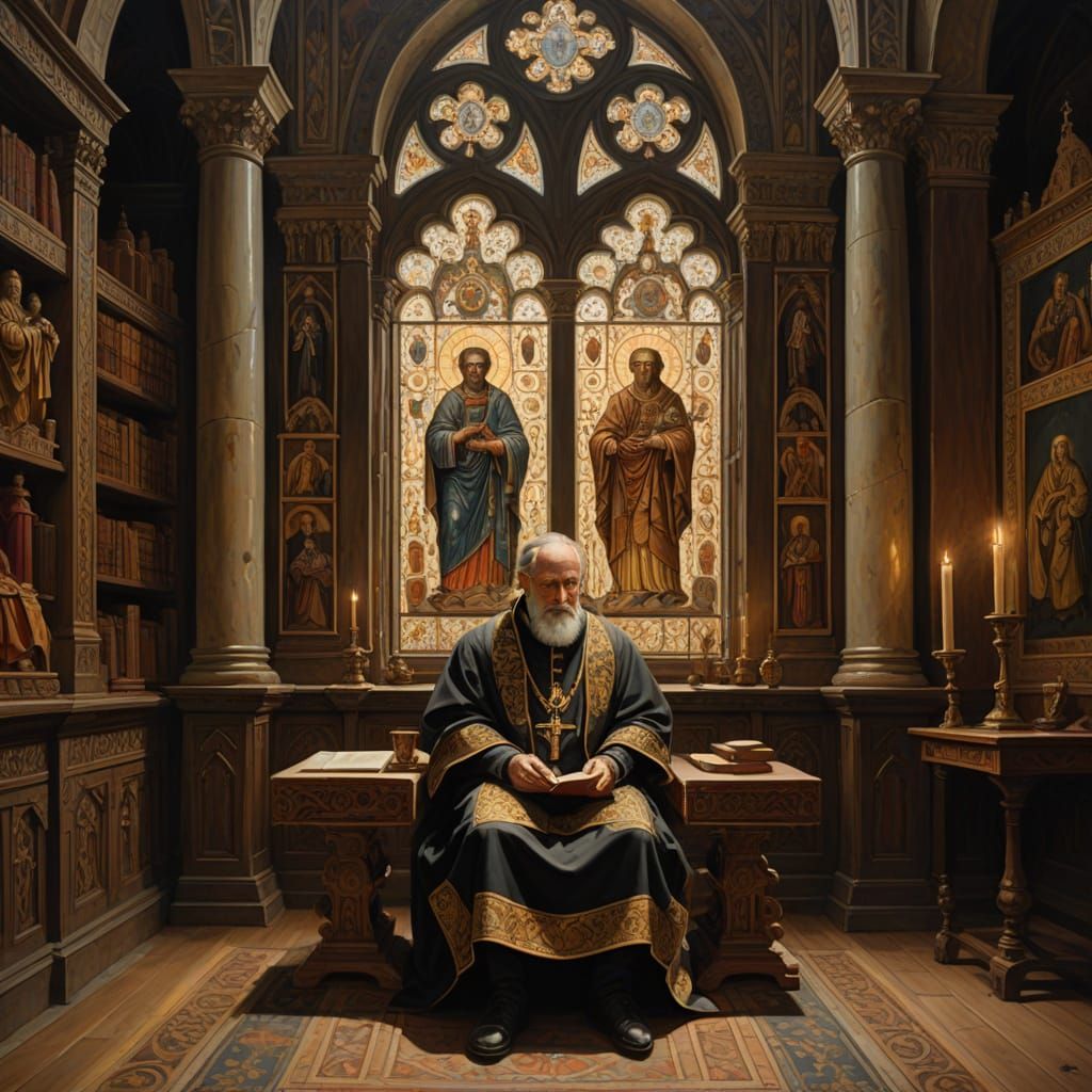 Solemn Moment of Contemplation in a Pre-Schism Scriptiorium