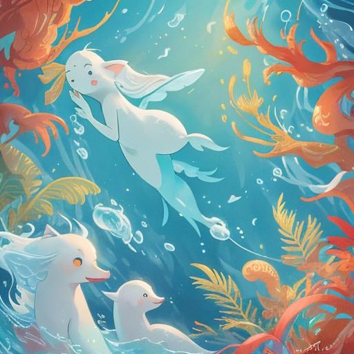 Chinese Dolphin in Underwater Garden: Matte Painting