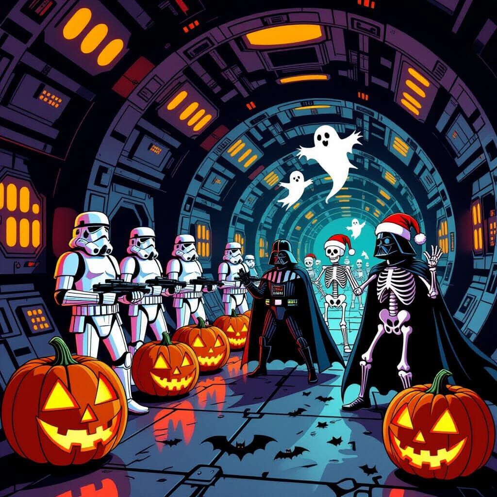 Halloween on the Death Star: Spooky Celebration Art