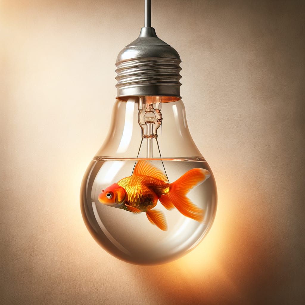 Goldfish Swimming in a Functioning Lightbulb
