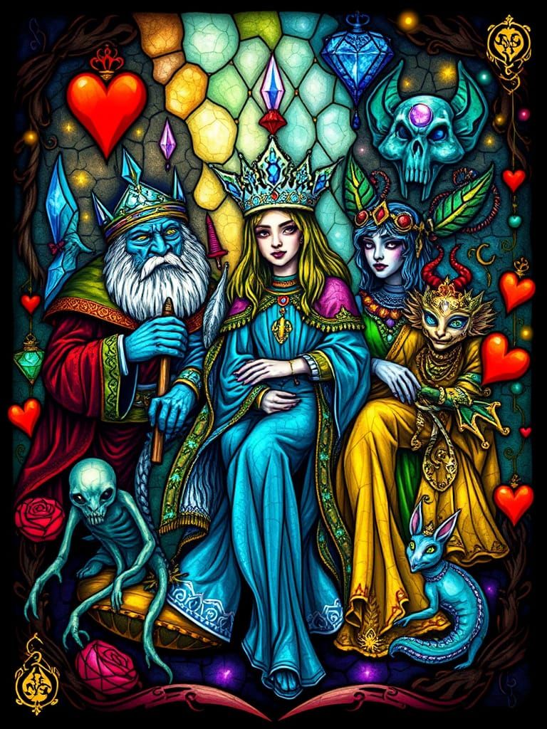 Whimsical Folklore Creatures as Royal Playing Cards