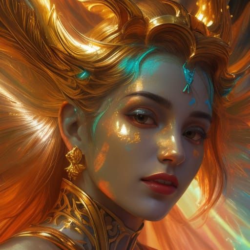 Surreal Bright Figure in Dark World, Oil Painting