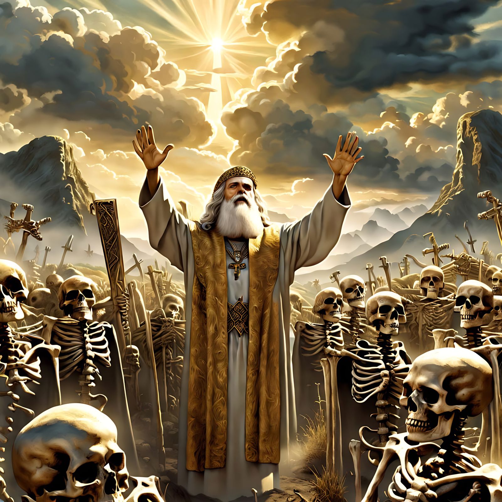 Ezekiel's Valley of Bones in Dramatic Digital Art